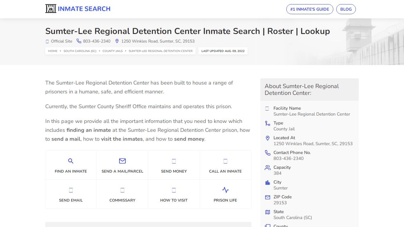 Sumter-Lee Regional Detention Center Inmate Search ...