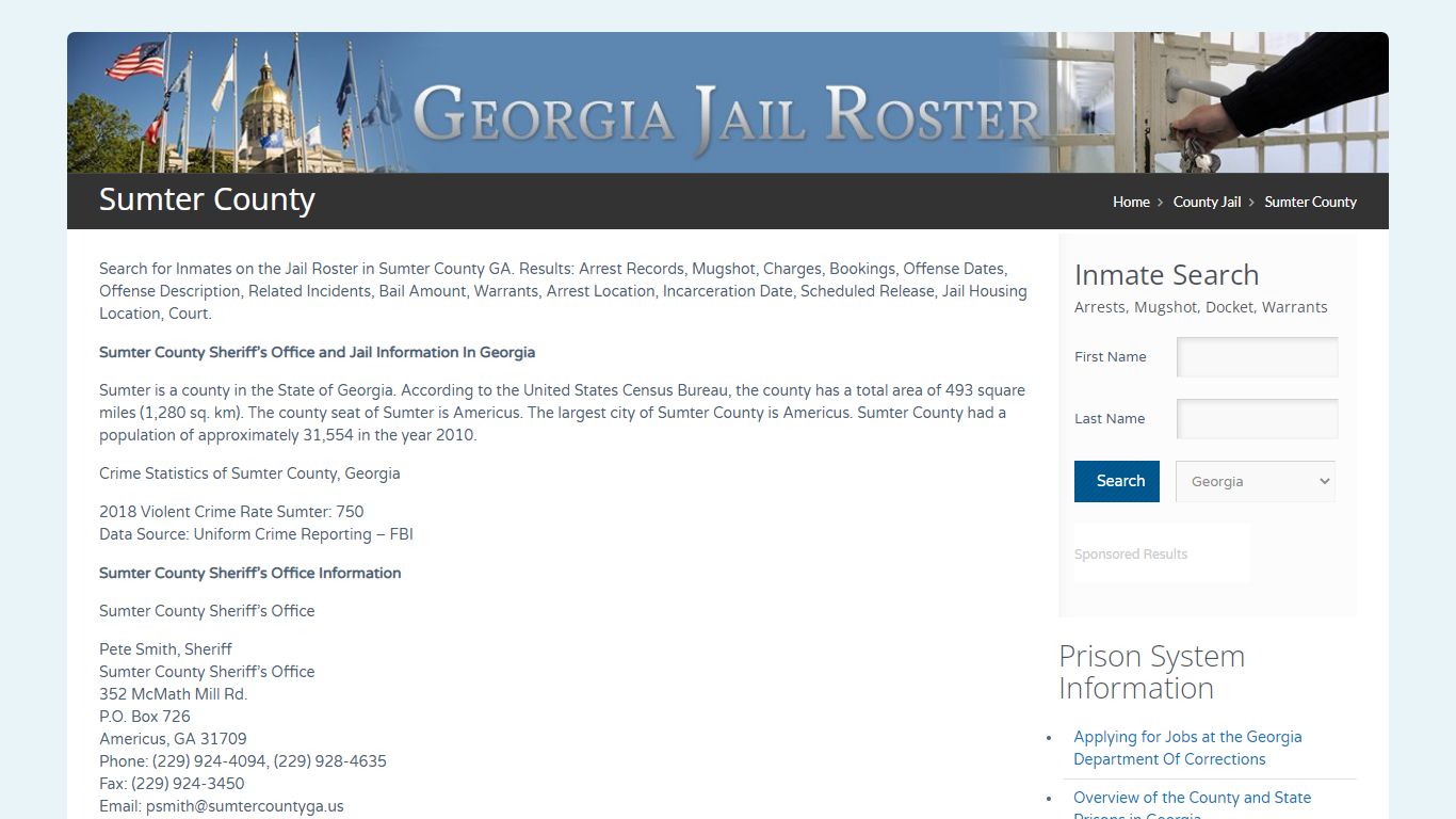 Sumter County | Georgia Jail Inmate Search